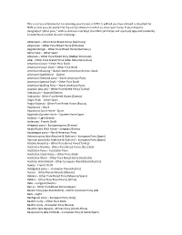This Is a Cross-Reference List for Entering Your Horses at NAN