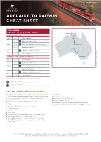Adelaide to Darwin Cheat Sheet