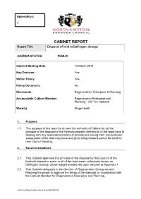 CABINET REPORT Report Title Disposal of Land at Dallington Grange