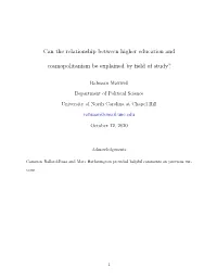 Can the Relationship Between Higher Education and Cosmopolitanism Be