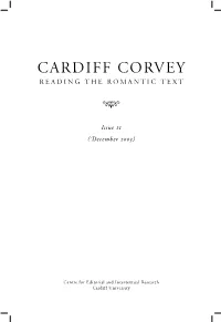 Cardiff Corvey Reading the Romantic Text 
