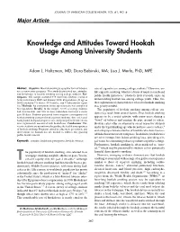 Knowledge and Attitudes Toward Hookah Usage Among University Students