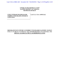 Memorandum in Support of Motion for Attorney Fees