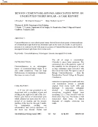 Benign Cementoblastoma Associated with an Unerupted Third Molar - a Case Report