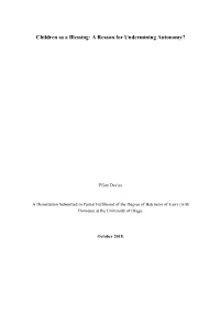 Children As a Blessing: a Reason for Undermining Autonomy?