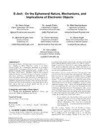 E-Ject: on the Ephemeral Nature, Mechanisms, and Implications of Electronic Objects