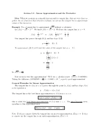 Linear Approximation of the Derivative