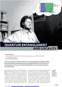 QUANTUM ENTANGLEMENT and Locality
