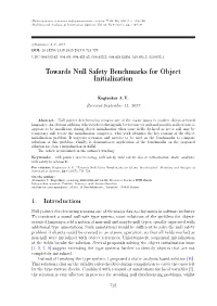 Towards Null Safety Benchmarks for Object Initialization
