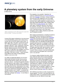 A Planetary System from the Early Universe 27 March 2012