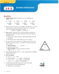 Decimal Subtraction
