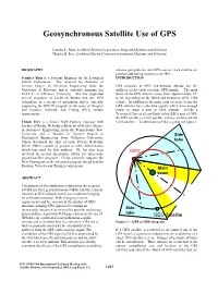 Geosynchronous Satellite Use of GPS
