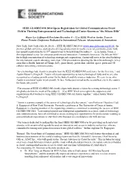 IEEE GLOBECOM 2014 Opens Registration for Global Communications Event Held in Thriving Entrepreneurial and Technological Center Known As “The Silicon Hills”