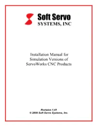 Installation Manual for Simulation Versions of Servoworks CNC Products