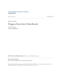 Program Notes for a Viola Recital Victoria D