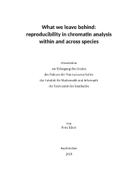Reproducibility in Chromatin Analysis Within and Across Species