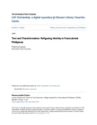 Text and Transformation: Refiguring Identity in Postcolonial Phillipines" (2004)