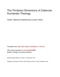The Trinitarian Dimensions of Cistercian Eucharistic Theology