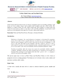 1 Verbals: Finite Forms and Non-Finite Forms Abstract Finite Forms and Non-Finite Forms of Verbs Are Pragmatic Factors in Teach