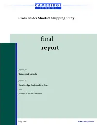 2004 Cross-Border Shortsea Shipping Study Phase I Final Report