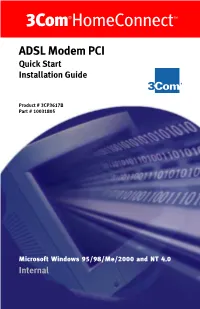 3Com Homeconnect ADSL Modem PCI Quick Start Installation Guide