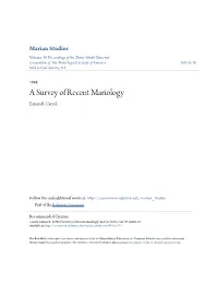 A Survey of Recent Mariology Eamon R