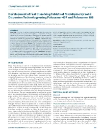 Development of Fast Dissolving Tablets of Nisoldipine by Solid Dispersion Technology Using Poloxamer 407 and Poloxamer 188