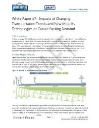 Impacts of Changing Transportation Trends and New Mobility Technologies on Future Parking Demand