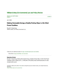 Making Renewable Energy a Reality-Finding Ways to Site Wind Power Facilities