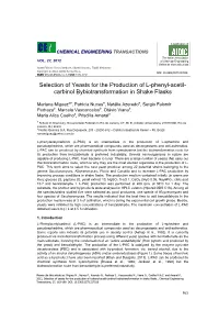 Selection of Yeasts for the Production of L-Phenyl-Acetil- Carbinol Bybiotransformation in Shake Flasks