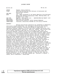 Detecting and Dealing with Outliers in Univariate and Multivariate Contexts