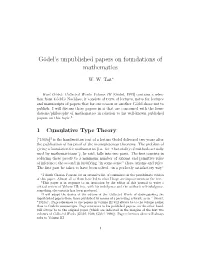 Gödel's Unpublished Papers on Foundations of Mathematics