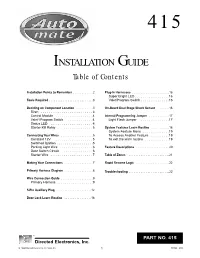 INSTALLATION GUIDE Table of Contents
