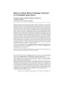 Memory Safety Without Garbage Collection for Embedded Applications