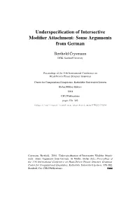 Underspecification of Intersective Modifier