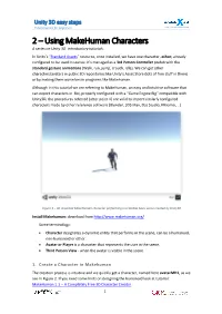 2 – Using Makehuman Characters a Series on Unity 3D Introductory Tutorials