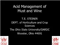 Major Acids in Grape Must and Wine