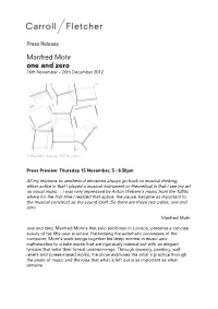 Manfred Mohr One and Zero 16Th November – 20Th December 2012