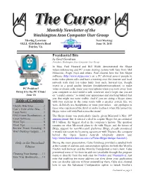 The Cursor — Page 2 — June 18, 2011 Continued from Page 1 Bio: Stan Has Been Active with Personal Computers Behavior
