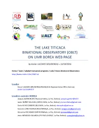 The Lake Titicaca Binational Observatory (Oblt) on Umr Borea Web Page