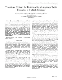 Translator System for Peruvian Sign Language Texts Through 3D Virtual Assistant