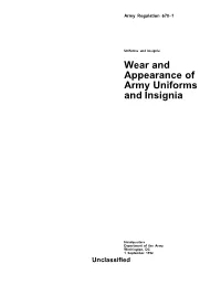 Wear and Appearance of Army Uniforms and Insignia