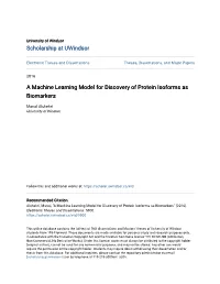 A Machine Learning Model for Discovery of Protein Isoforms As Biomarkers