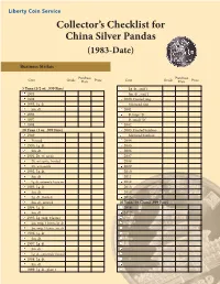 Collector's Checklist for China Silver Pandas