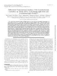 Differential Transcriptional Analysis of the Cyanobacterium Cyanothece Sp