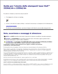 Guida Per L'utente Delle Stampanti Laser Dell™ 2330D/Dn E 2350D/Dn