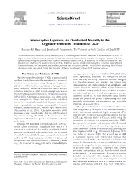 Interoceptive Exposure: an Overlooked Modality in the Cognitive-Behavioral Treatment of OCD