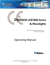 Operating Manual Dyniscolcr7000 Series & Rheosights