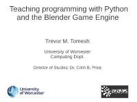 Teaching Programming with Python and the Blender Game Engine