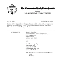 The Commonwealth of Massachusetts —— DEPARTMENT of PUBLIC UTILITIES